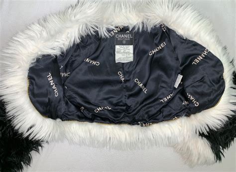 chanel fur jacket|Chanel jacket black and white.